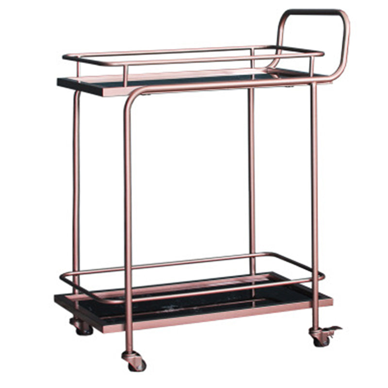 32.28" High Modern Style Prep Table Rolling Stone Prep Table for Dining Room Rose Gold 2 Black Clearhalo 'furn' 'furn_kitchen_islands_carts' 'Furniture' 'Kitchen & Dining Furniture' 'Kitchen Islands & Carts' 'kitchen_islands_carts' 5768972