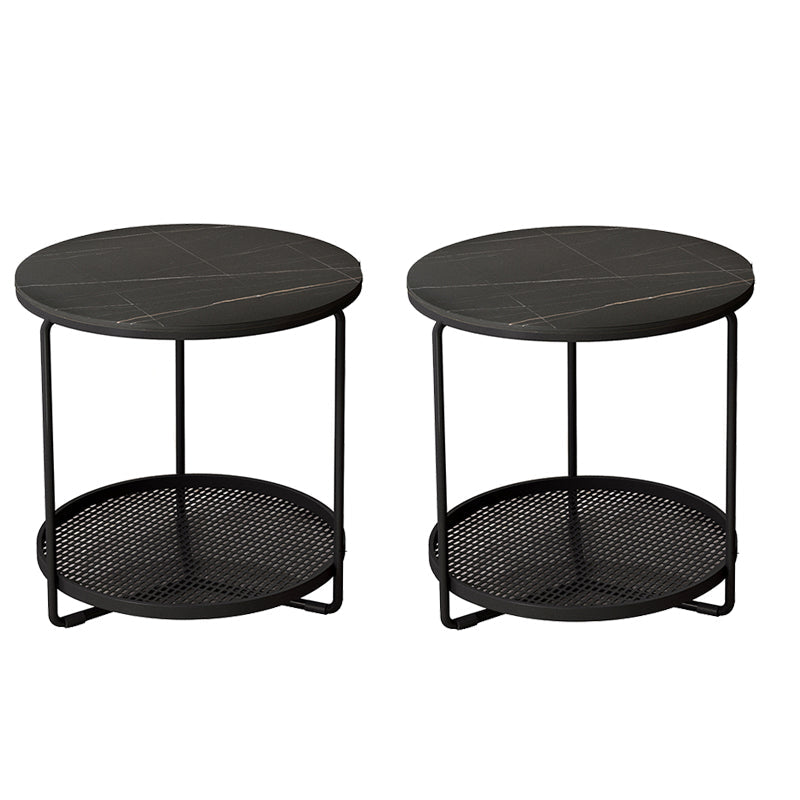 Modern Slate Corner Table Round 3 Legs Side End Table with Storage Black Black Gold 2 Clearhalo 'Coffee & Accent Tables' 'End & Side Tables' 'end_side_tables' 'furn' 'furn_end_side_tables' 'Furniture' 'Living Room Furniture' 5769001