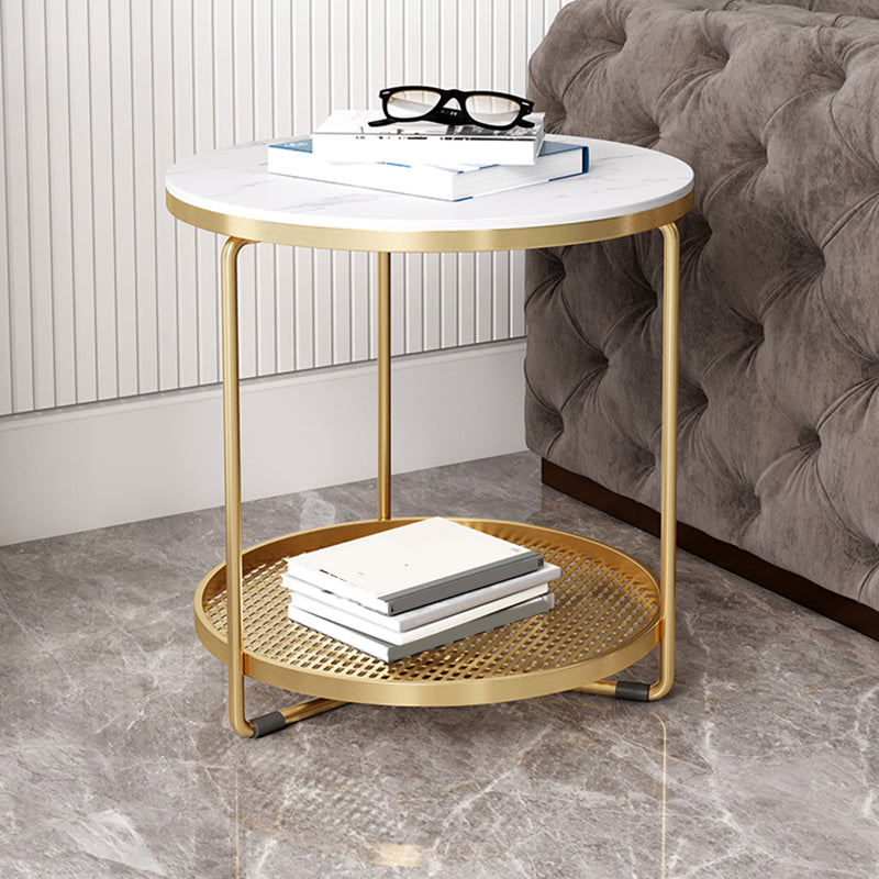 Modern Slate Corner Table Round 3 Legs Side End Table with Storage Clearhalo 'Coffee & Accent Tables' 'End & Side Tables' 'end_side_tables' 'furn' 'furn_end_side_tables' 'Furniture' 'Living Room Furniture' 5769002