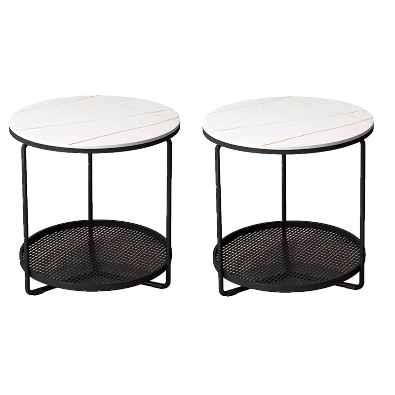 Modern Slate Corner Table Round 3 Legs Side End Table with Storage Black White Gold 2 Clearhalo 'Coffee & Accent Tables' 'End & Side Tables' 'end_side_tables' 'furn' 'furn_end_side_tables' 'Furniture' 'Living Room Furniture' 5769005