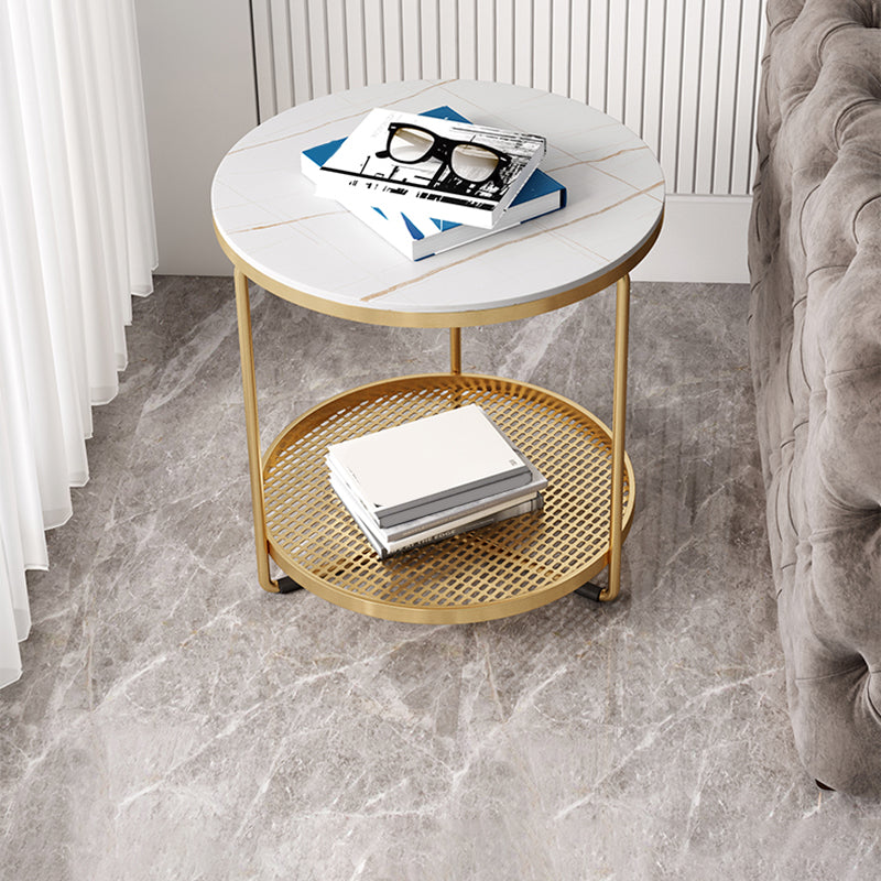 Modern Slate Corner Table Round 3 Legs Side End Table with Storage Clearhalo 'Coffee & Accent Tables' 'End & Side Tables' 'end_side_tables' 'furn' 'furn_end_side_tables' 'Furniture' 'Living Room Furniture' 5769014