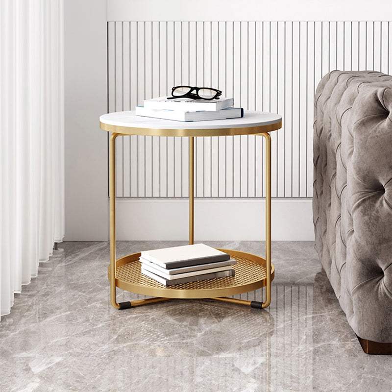 Modern Slate Corner Table Round 3 Legs Side End Table with Storage Clearhalo 'Coffee & Accent Tables' 'End & Side Tables' 'end_side_tables' 'furn' 'furn_end_side_tables' 'Furniture' 'Living Room Furniture' 5769015
