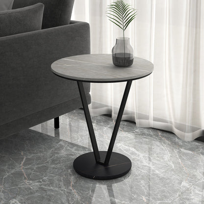 Minimalist Round Side End Table Abstract Slate Sofa Corner Table