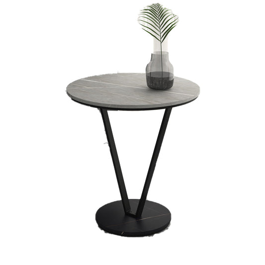 Minimalist Round Side End Table Abstract Slate Sofa Corner Table
