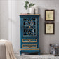 47.24"/61.02" Tall 1- Door Wooden Cabinet, Rectangle Accent Cabinet with Drawers 25.5"L x 14"W x 47"H Navy Clearhalo 'Cabinets & Chests' 'cabinets_chests' 'furn' 'furn_cabinets_chests' 'Furniture' 'Living Room Furniture' 5769422