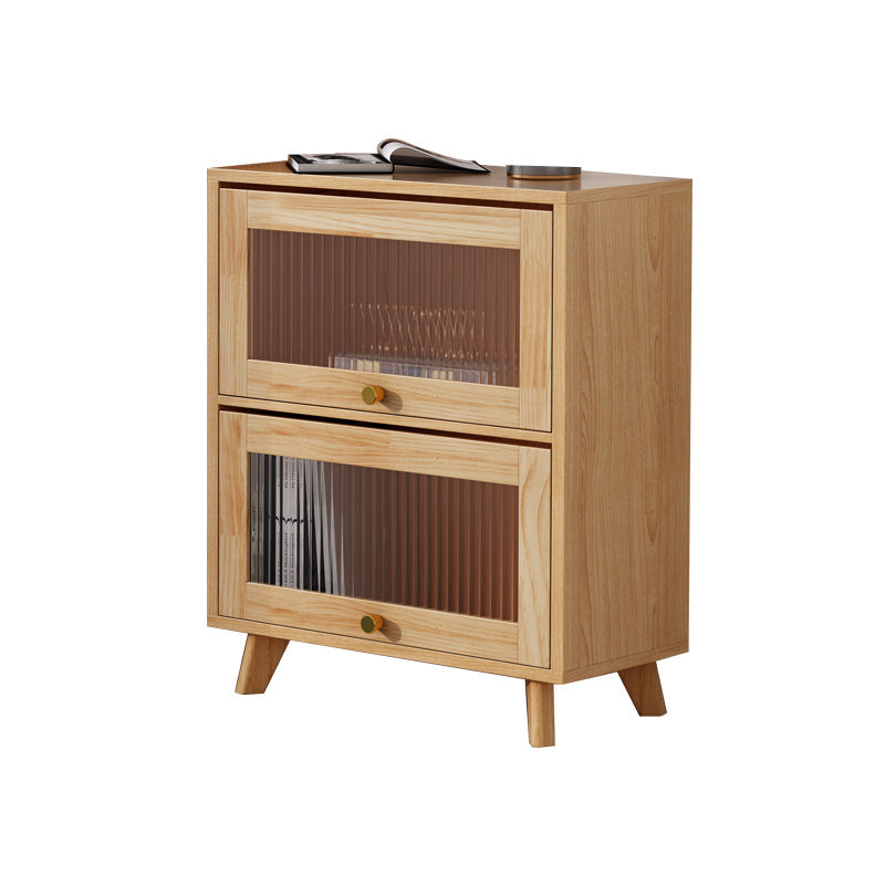 Armoire en bois brune / naturel contemporain, armoire à accent rectangle