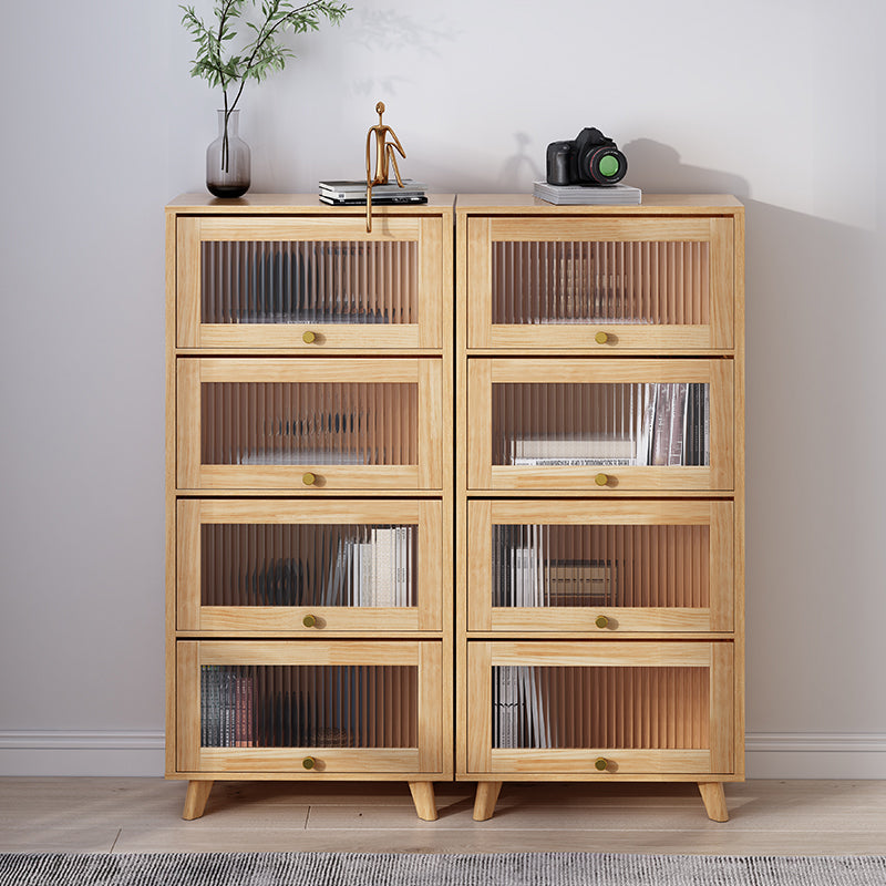 Armoire en bois brune / naturel contemporain, armoire à accent rectangle