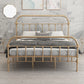 Open-Frame Bed with Spindle Headboard and Metal Legs in Solid Color Gold Clearhalo 'Bedroom Furniture' 'Beds' 'furn' 'furn_beds' 'Furniture' 5769744