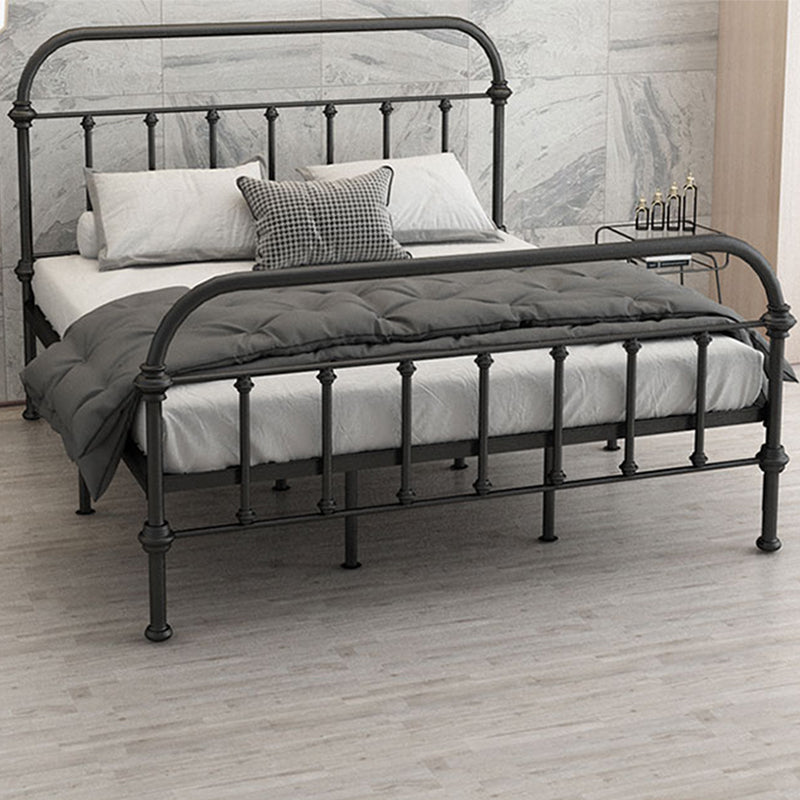 Open-Frame Bed with Spindle Headboard and Metal Legs in Solid Color Black Clearhalo 'Bedroom Furniture' 'Beds' 'furn' 'furn_beds' 'Furniture' 5769746