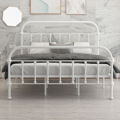 Open-Frame Bed with Spindle Headboard and Metal Legs in Solid Color White Clearhalo 'Bedroom Furniture' 'Beds' 'furn' 'furn_beds' 'Furniture' 5769748