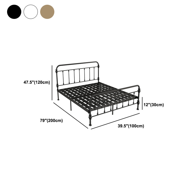 Open-Frame Bed with Spindle Headboard and Metal Legs in Solid Color Clearhalo 'Bedroom Furniture' 'Beds' 'furn' 'furn_beds' 'Furniture' 5769757