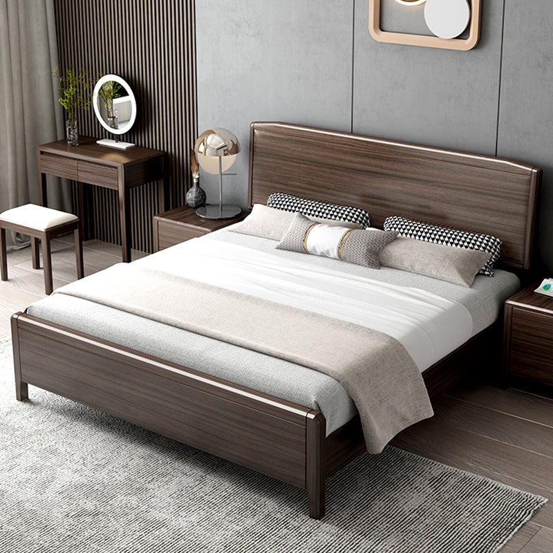 Midden-eeuws houten walnoot bedframe 85-in-d d paneel bedframe in bruin