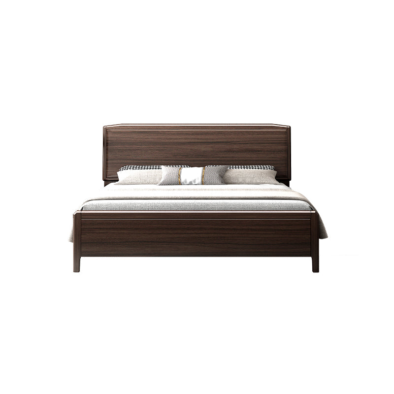 Midden-eeuws houten walnoot bedframe 85-in-d d paneel bedframe in bruin