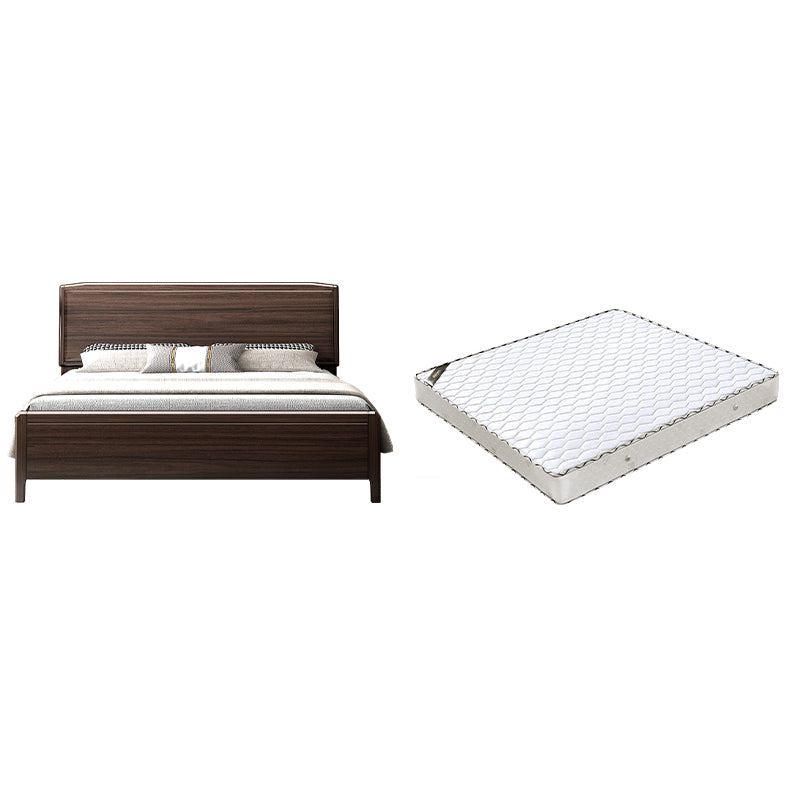 Midden-eeuws houten walnoot bedframe 85-in-d d paneel bedframe in bruin