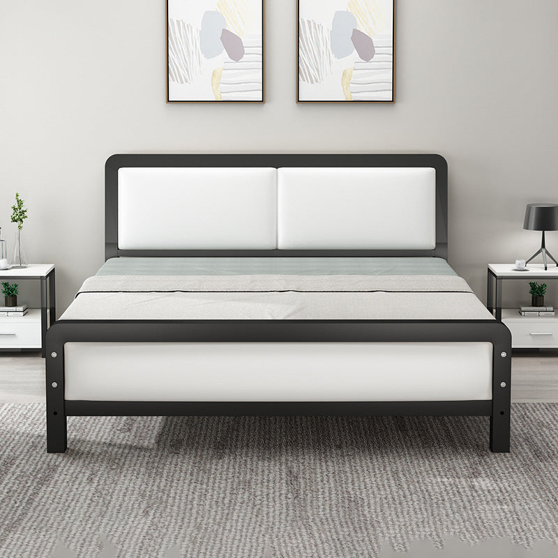 Modern Iron Wire-Grid Bed Frame 36.6" H Black & White Panel Bed with Headboard Black Bed & Mattress Clearhalo 'Bedroom Furniture' 'Beds' 'furn' 'furn_beds' 'Furniture' 5769821