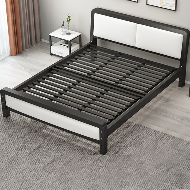 Modern Iron Wire-Grid Bed Frame 36.6" H Black & White Panel Bed with Headboard Black Single Bed Clearhalo 'Bedroom Furniture' 'Beds' 'furn' 'furn_beds' 'Furniture' 5769822