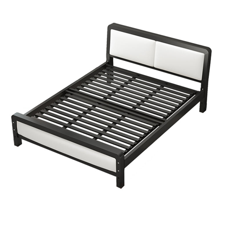 Modern Iron Wire-Grid Bed Frame 36.6" H Black & White Panel Bed with Headboard Black Single Bed Clearhalo 'Bedroom Furniture' 'Beds' 'furn' 'furn_beds' 'Furniture' 5769825