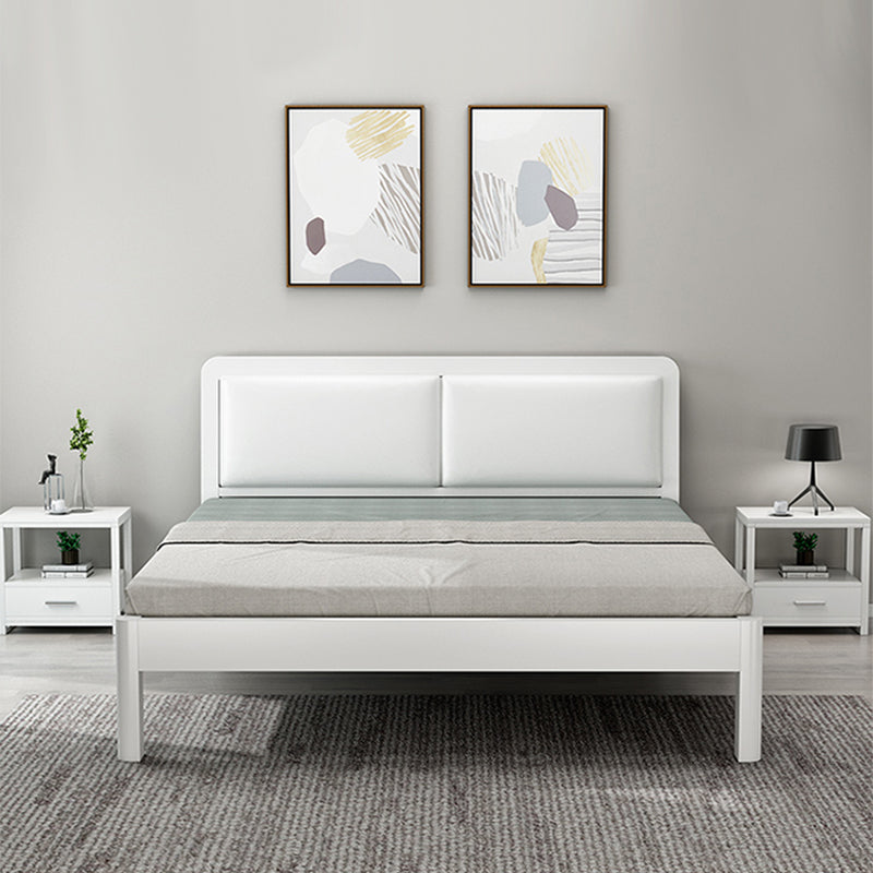 Modern Iron Wire-Grid Bed Frame 36.6" H Black & White Panel Bed with Headboard White Bed & Mattress Clearhalo 'Bedroom Furniture' 'Beds' 'furn' 'furn_beds' 'Furniture' 5769827