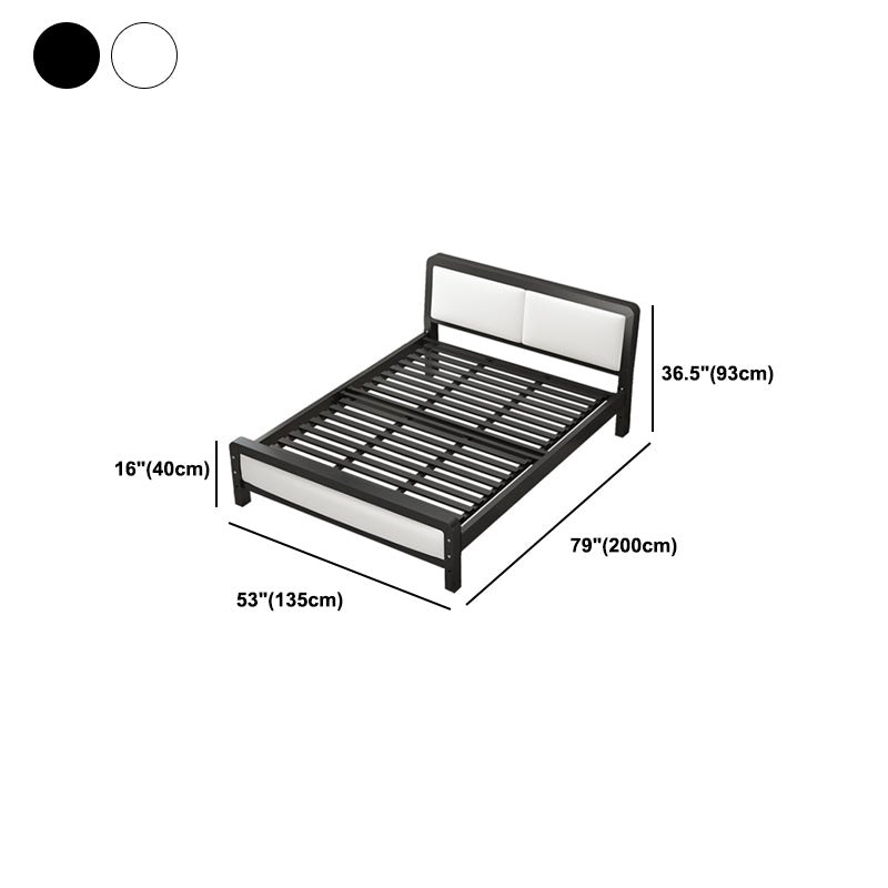 Modern Iron Wire-Grid Bed Frame 36.6" H Black & White Panel Bed with Headboard Clearhalo 'Bedroom Furniture' 'Beds' 'furn' 'furn_beds' 'Furniture' 5769834