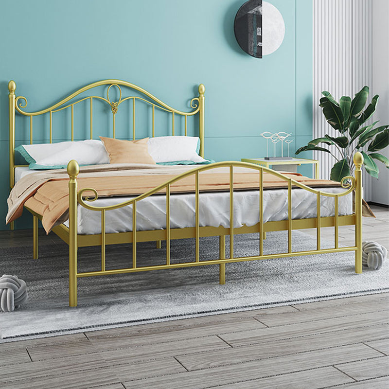 Contemporary Wire-Grid Open-Frame Bed with Metal Arched Headboard