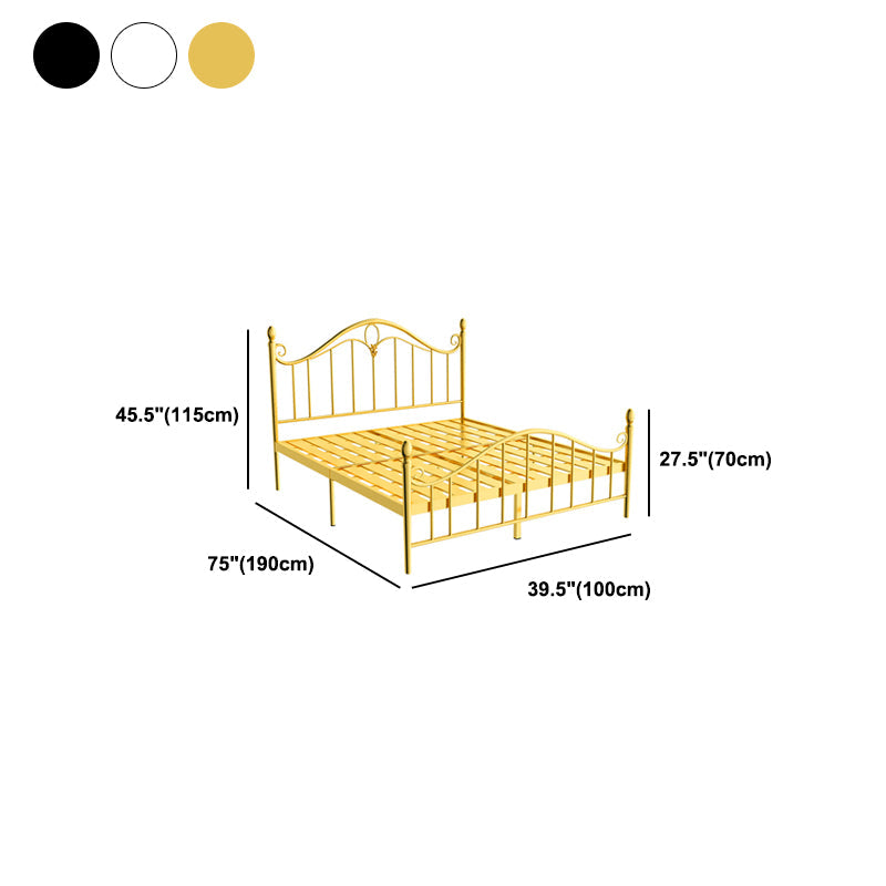 Contemporary Wire-Grid Open-Frame Bed with Metal Arched Headboard
