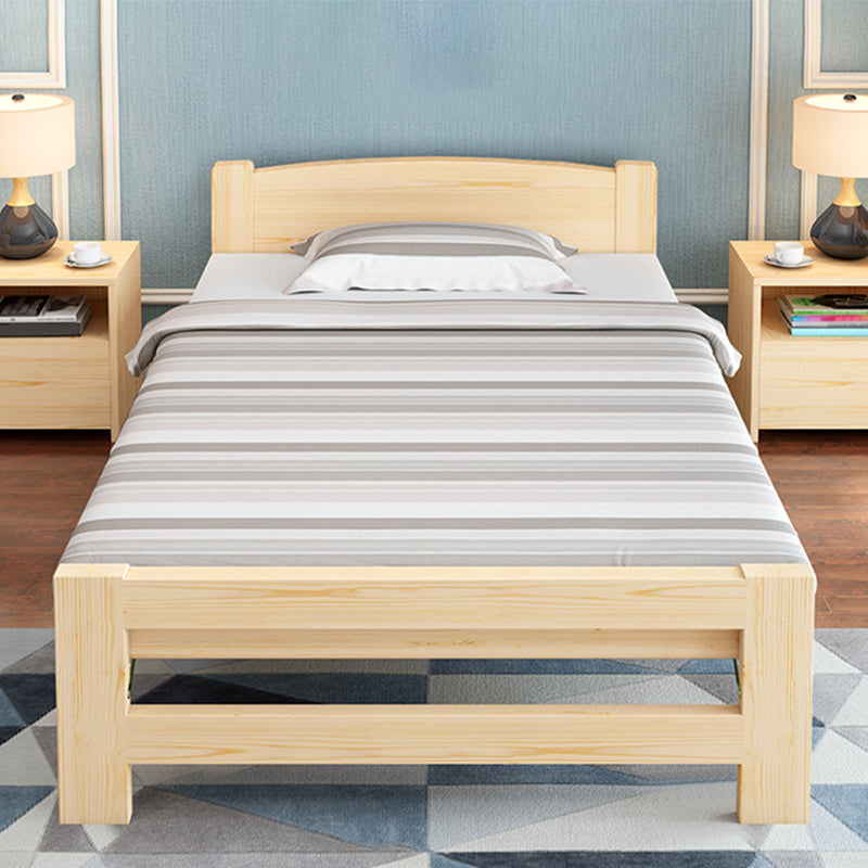 Natural Pine Wood Bed Frame Nordic 21.65" H Folding Bed with Headboard Panel Twin XL Clearhalo 'Bedroom Furniture' 'Beds' 'furn' 'furn_beds' 'Furniture' 5769939