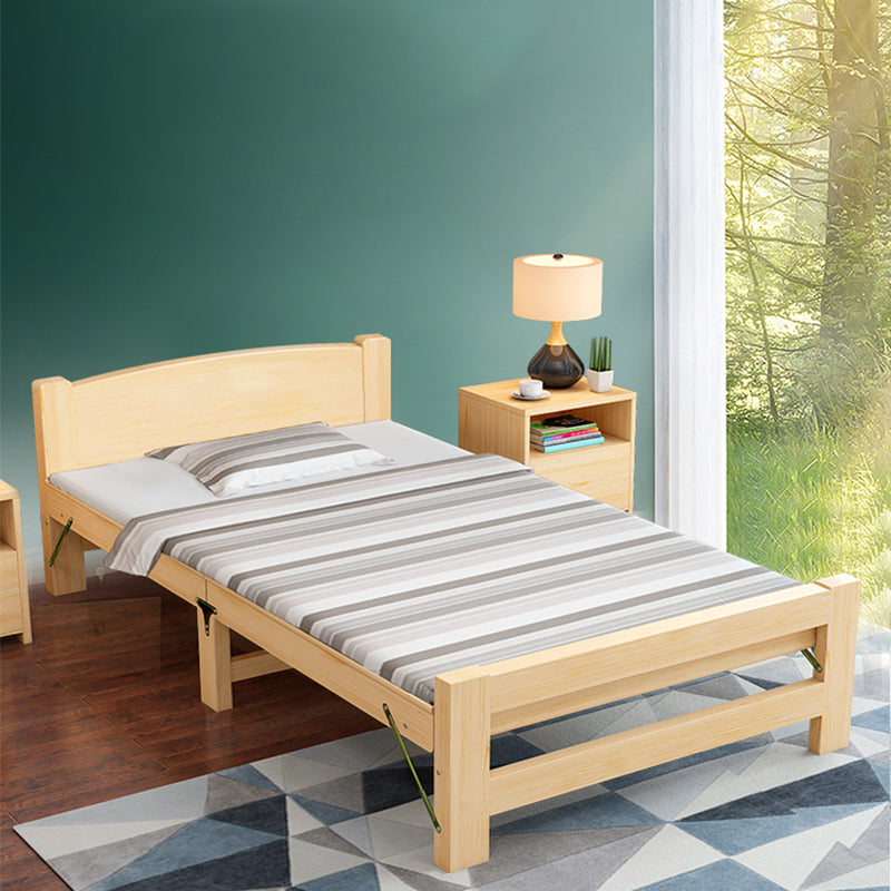 Natural Pine Wood Bed Frame Nordic 21.65" H Folding Bed with Headboard Panel Full XL Clearhalo 'Bedroom Furniture' 'Beds' 'furn' 'furn_beds' 'Furniture' 5769941