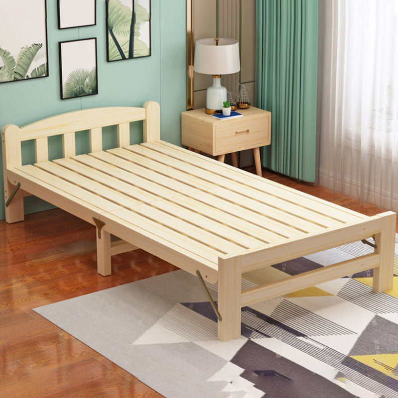 Natural Pine Wood Bed Frame Nordic 21.65" H Folding Bed with Headboard Slat Clearhalo 'Bedroom Furniture' 'Beds' 'furn' 'furn_beds' 'Furniture' 5769943