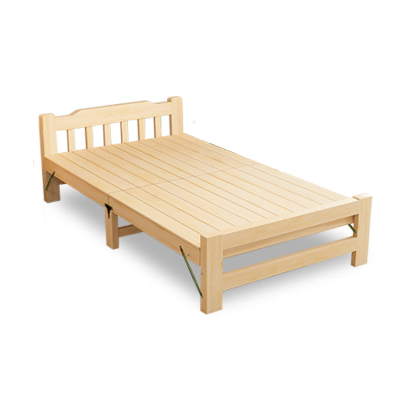 Natural Pine Wood Bed Frame Nordic 21.65" H Folding Bed with Headboard Slat Twin Clearhalo 'Bedroom Furniture' 'Beds' 'furn' 'furn_beds' 'Furniture' 5769945