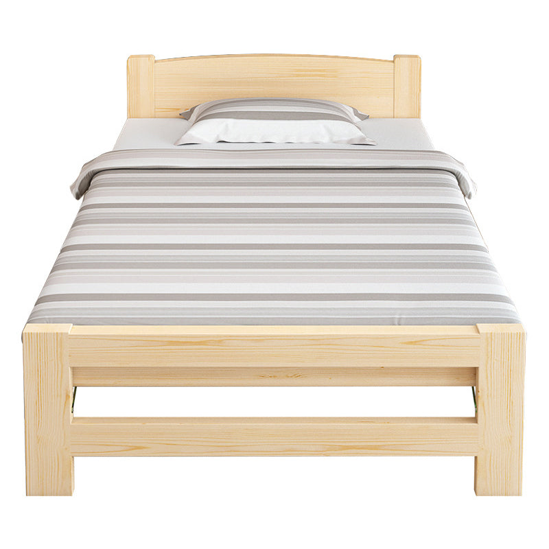 Natural Pine Wood Bed Frame Nordic 21.65" H Folding Bed with Headboard Clearhalo 'Bedroom Furniture' 'Beds' 'furn' 'furn_beds' 'Furniture' 5769947