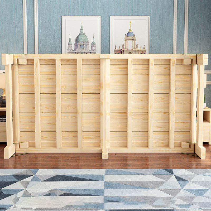 Natural Pine Wood Bed Frame Nordic 21.65" H Folding Bed with Headboard Clearhalo 'Bedroom Furniture' 'Beds' 'furn' 'furn_beds' 'Furniture' 5769948