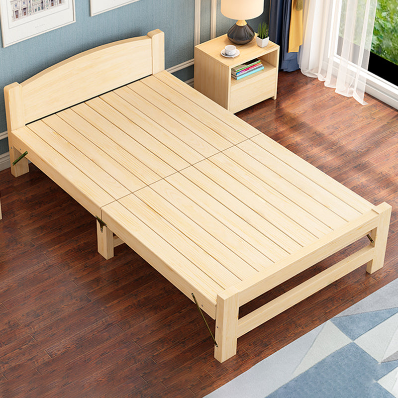 Natural Pine Wood Bed Frame Nordic 21.65" H Folding Bed with Headboard Clearhalo 'Bedroom Furniture' 'Beds' 'furn' 'furn_beds' 'Furniture' 5769951