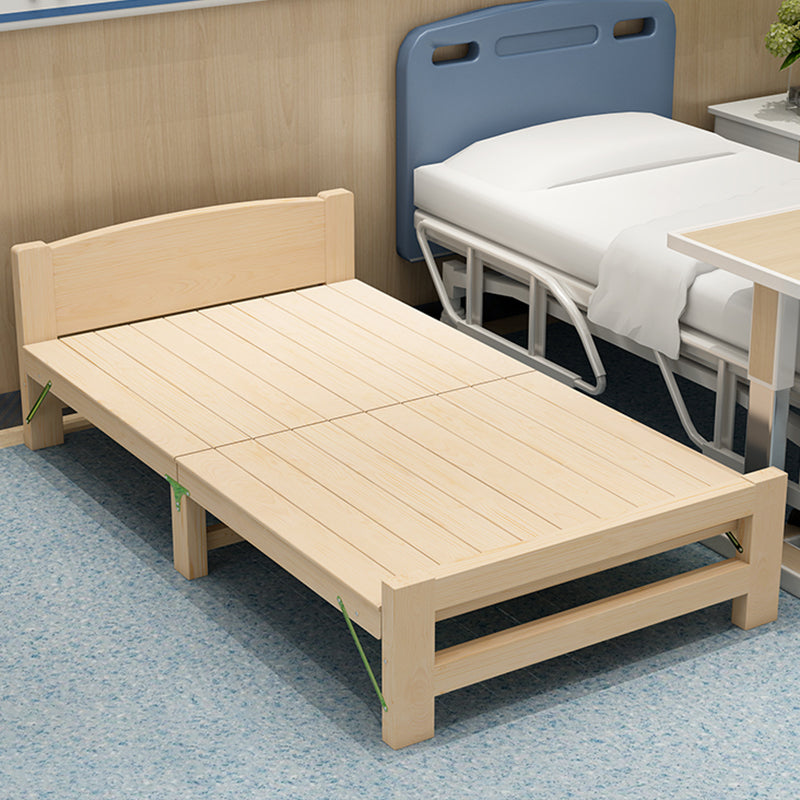 Natural Pine Wood Bed Frame Nordic 21.65" H Folding Bed with Headboard Clearhalo 'Bedroom Furniture' 'Beds' 'furn' 'furn_beds' 'Furniture' 5769952
