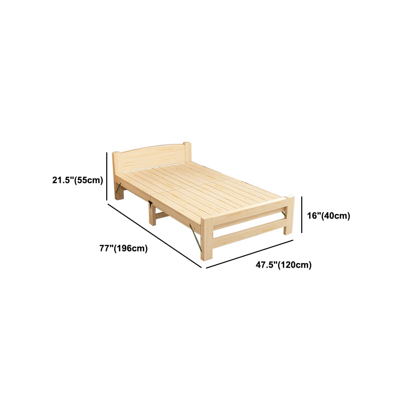 Natural Pine Wood Bed Frame Nordic 21.65" H Folding Bed with Headboard Clearhalo 'Bedroom Furniture' 'Beds' 'furn' 'furn_beds' 'Furniture' 5769959