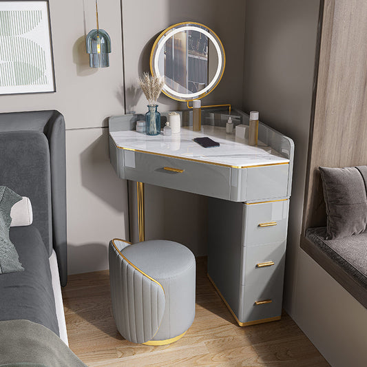 Glam -Schminktischhocker -Set mit Schubladen, Schiefer -Top -Make -up -Eitelkeitssatz