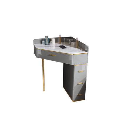 Glam Dressing Table Stool Set with Drawers, Slate Top Makeup Vanity Set