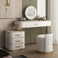 Glam Wood Vanity Dressing Table Slate Top Makeup Vanity Set with Drawers