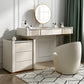 Glam Slate Top Vanity Dressing Table Beige Wooden Makeup Vanity Desk