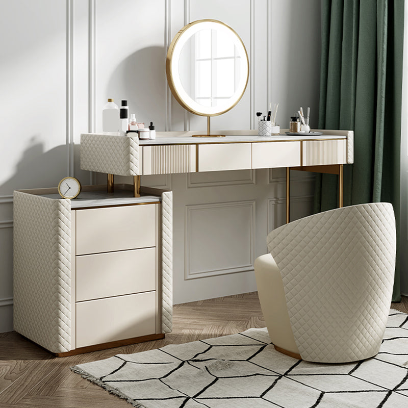 Glam Slate Top Vanity Dressing Table Beige Wooden Makeup Vanity Desk Clearhalo 'Bedroom Furniture' 'furn' 'furn_makeup_vanities' 'Furniture' 'Makeup Vanities' 'makeup_vanities' 5770038