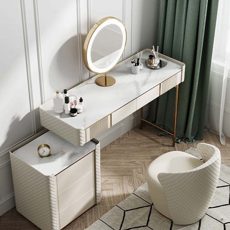 Glam Slate Top Vanity Dressing Table Beige Wooden Makeup Vanity Desk Clearhalo 'Bedroom Furniture' 'furn' 'furn_makeup_vanities' 'Furniture' 'Makeup Vanities' 'makeup_vanities' 5770040
