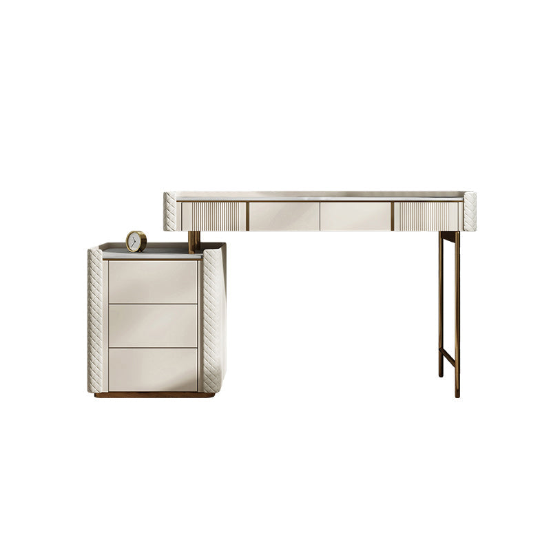 Glam Slate Top Vanity Dressing Table Beige Wooden Makeup Vanity Desk Clearhalo 'Bedroom Furniture' 'furn' 'furn_makeup_vanities' 'Furniture' 'Makeup Vanities' 'makeup_vanities' 5770041