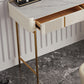 Glam Slate Top Vanity Dressing Table Beige Wooden Makeup Vanity Desk