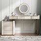 Glam Slate Top Vanity Dressing Table Beige Wooden Makeup Vanity Desk