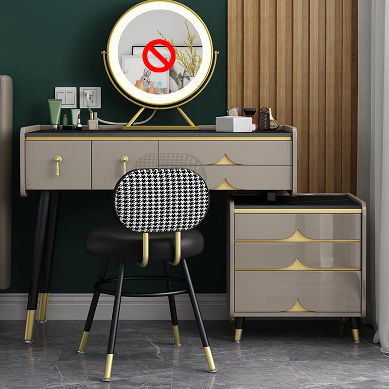 Glam Slate Top Vanity Dressing Table 7 Drawers Vanity Makeup Table Set