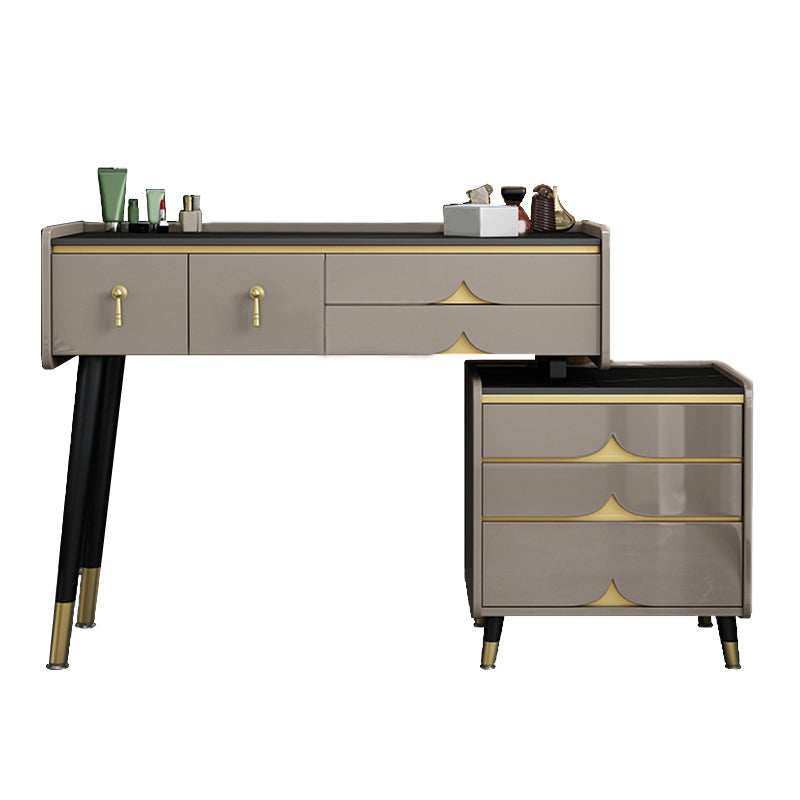 Glam Slate Top Vanity Dressing Table 7 Drawers Vanity Makeup Table Set