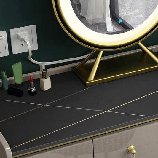 Tavolo da toeletta da toeletta per vanità in ardesia glam 7 cassetti tavolo da trucco vanità