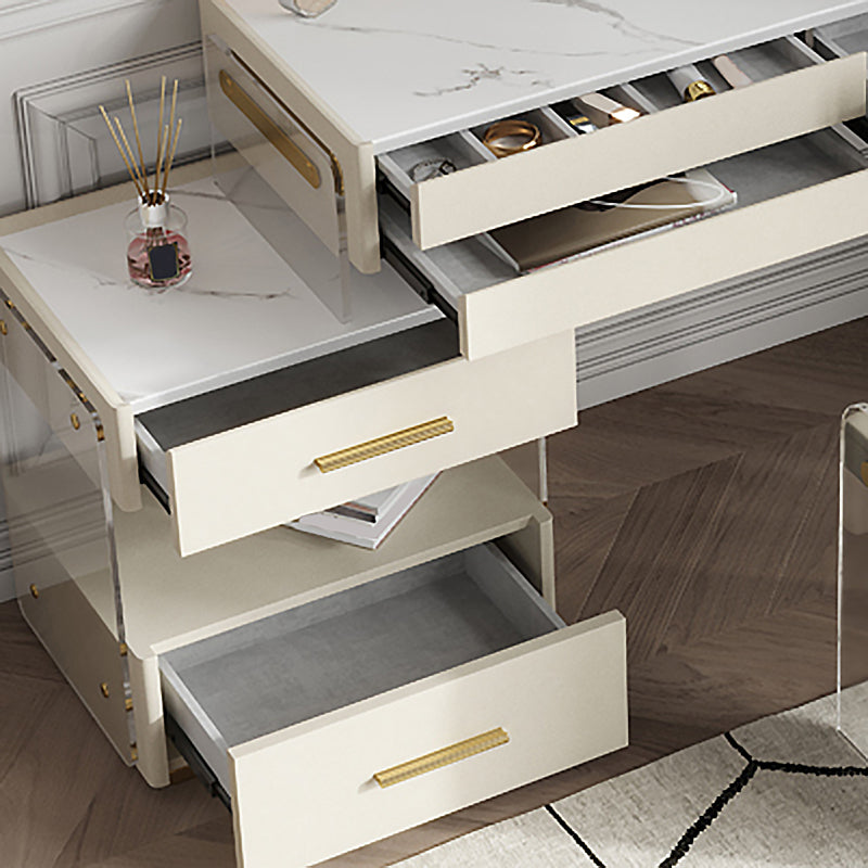 Glam leisteen bovenaankrandtafel Stoel Set massief houten make -upteller