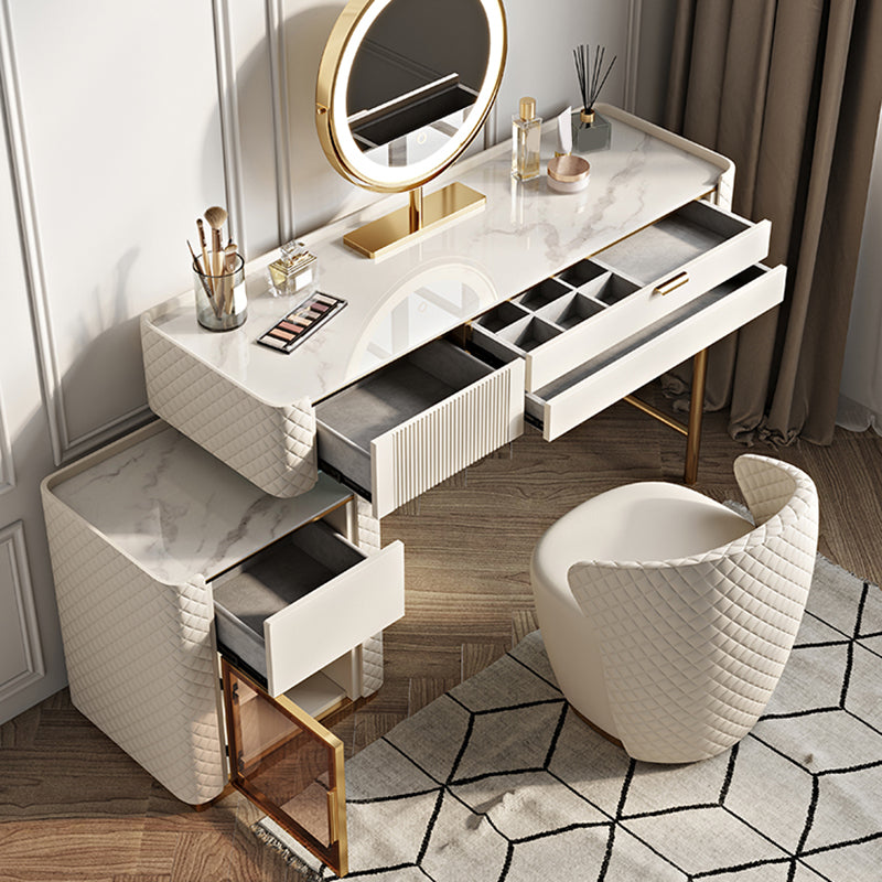 Glam Beige Makeup Vanity Desk 4 Drawer Vanity Dressing Table