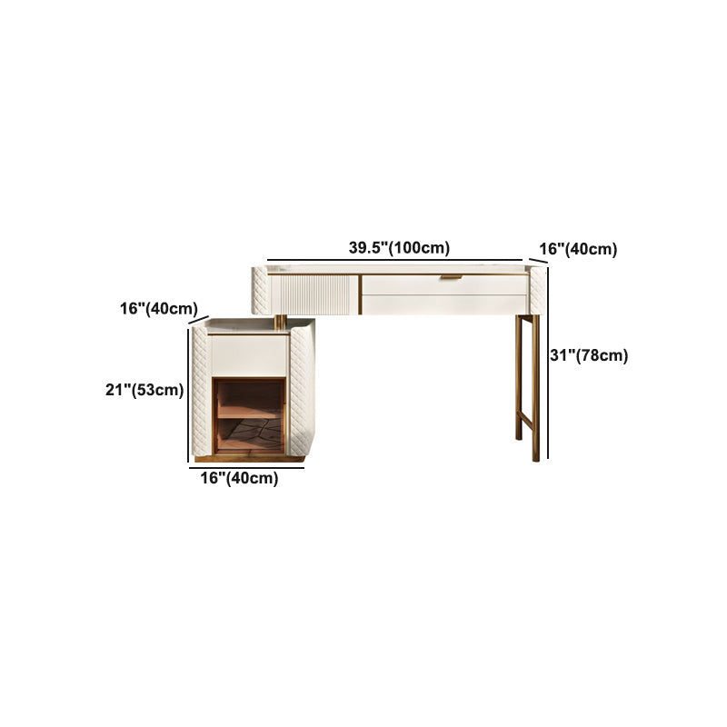 Glam Beige Makeup Vanity Desk 4 Drawer Vanity Dressing Table