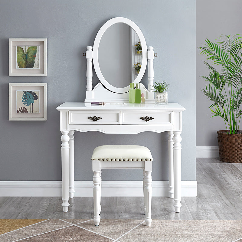 Traditional Vanity Dressing Table Set Solid Wood Make-up Vanity Makeup Vanity & Stools White Clearhalo 'Bedroom Furniture' 'furn' 'furn_makeup_vanities' 'Furniture' 'Makeup Vanities' 'makeup_vanities' 5770131